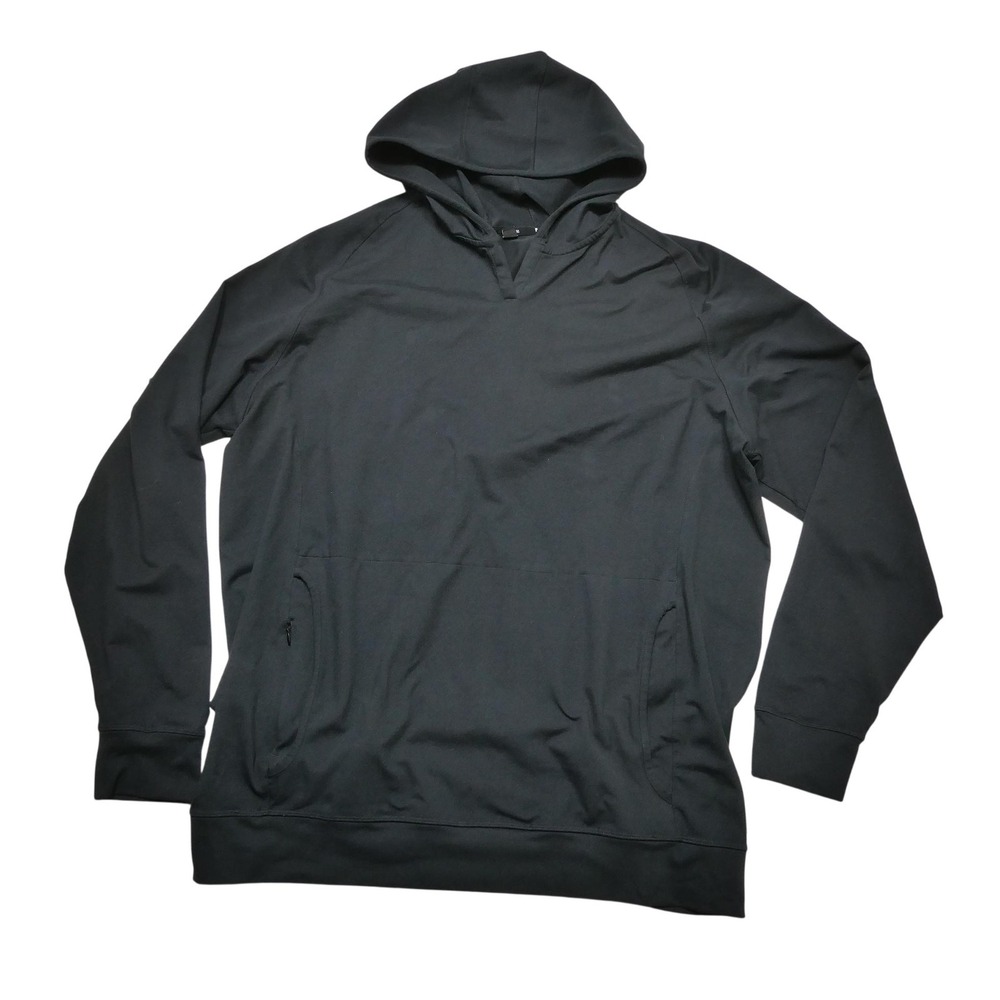 Public Rec Hoodie Sweatshirt Mens 2XL Black Stretch V-Neck Zip Pocket‎ Pullover